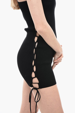 Vestito Mini A Costine Con Dettaglio Da Allacciare