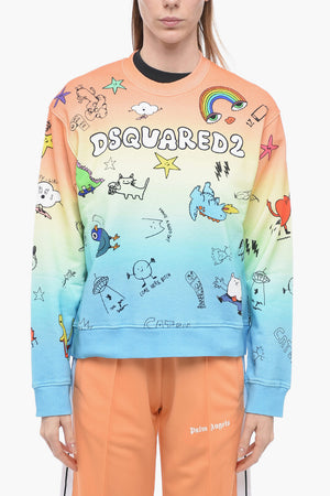 Degradé Cotton Crewneck Sweatshirt with Print