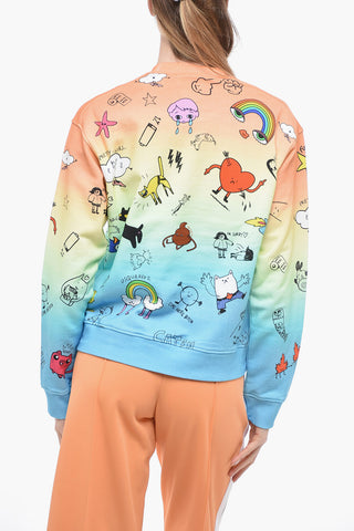 Degradé Cotton Crewneck Sweatshirt with Print