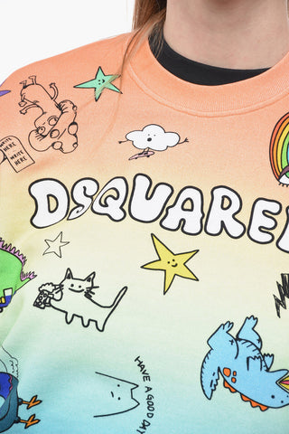 Degradé Cotton Crewneck Sweatshirt with Print