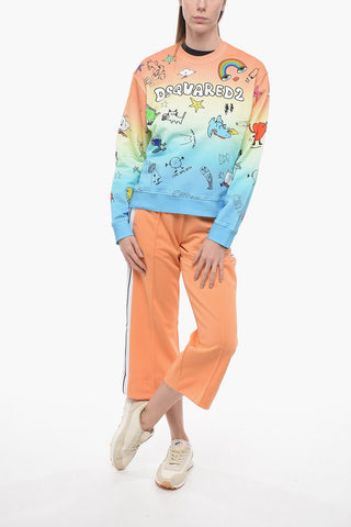 Degradé Cotton Crewneck Sweatshirt with Print