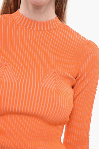 Ribbed VANISE Sweater With Lace Up Detail