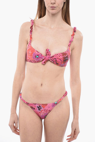Floral-Motif Bikibi with Curled Shoulders