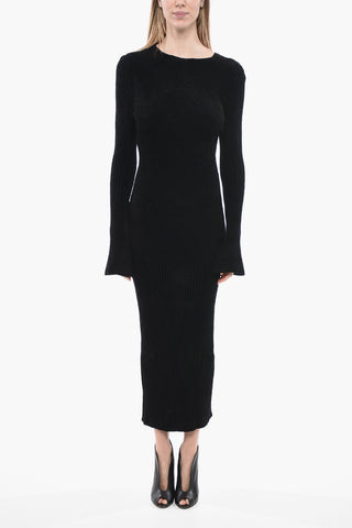 Corduroy Sheath Dress with Cut Out Detail