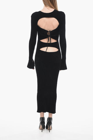 Corduroy Sheath Dress with Cut Out Detail