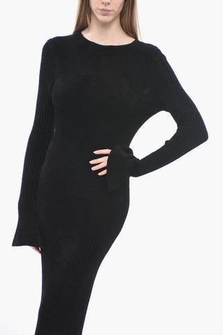 Corduroy Sheath Dress with Cut Out Detail