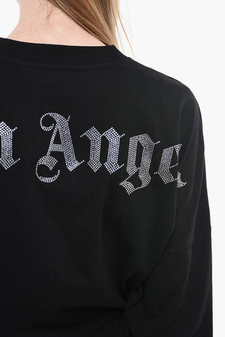 Vestito T-shirt a Maniche Lunghe con Logo in Strass