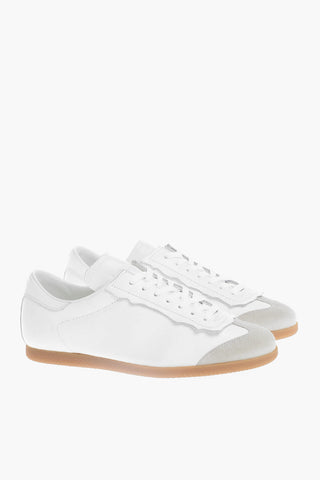 Sneakers Low-Top In Pelle Con Dettaglio Raw Cut