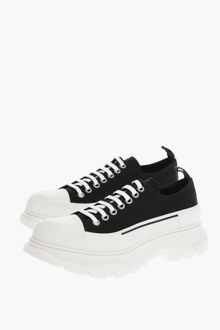 Low-top Canvas Sneakers With Platform Sole