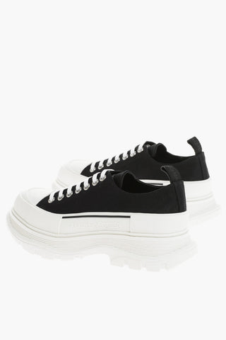 Low-top Canvas Sneakers With Platform Sole