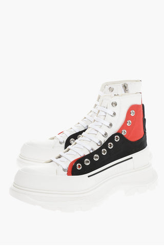 Zipped High-top Sneakers With Platform Sole