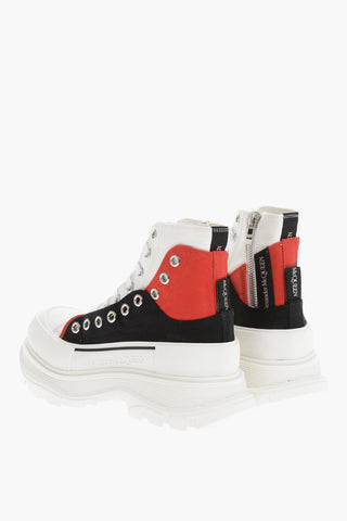 Zipped High-top Sneakers With Platform Sole