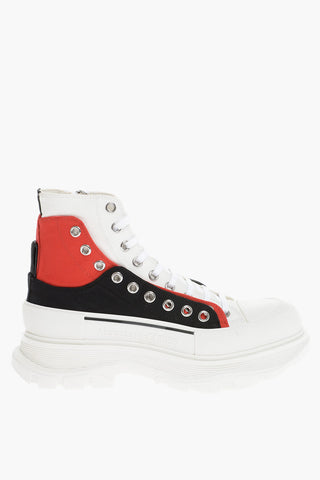 Zipped High-top Sneakers With Platform Sole