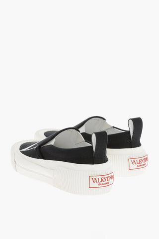 Canvas Slip-On Sneakers With Logo Print