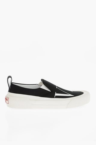 Canvas Slip-On Sneakers With Logo Print