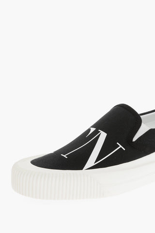 Canvas Slip-On Sneakers With Logo Print