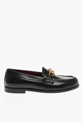 Leather Loafers With Cahin Detail