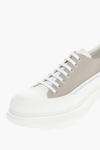 Sneakers In Pelle Low-Top Con Suola Platform