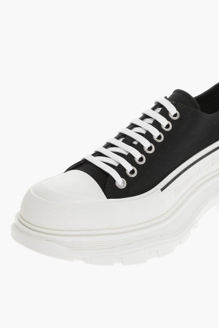 Low-top Canvas Sneakers With Platform Sole
