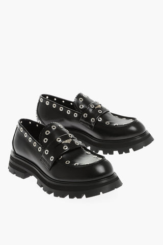 Leather Loafers With Studded Details And Tank Soles