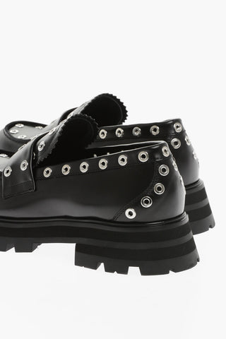 Leather Loafers With Studded Details And Tank Soles