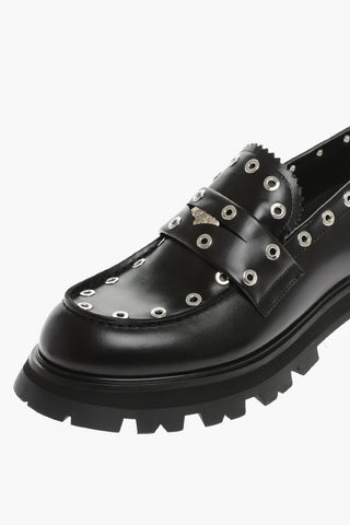 Leather Loafers With Studded Details And Tank Soles