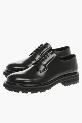 Brushed Leather Derby With Tank Sole