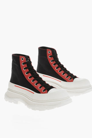 Canvas High-Top Sneakers With Platform Sole