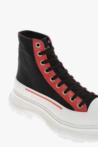 Canvas High-Top Sneakers With Platform Sole