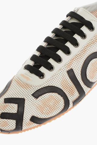 Vintage Effect Leather Mesh Low-Top Sneakers