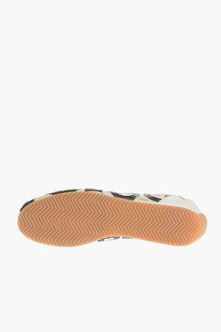 Vintage Effect Leather Mesh Low-Top Sneakers