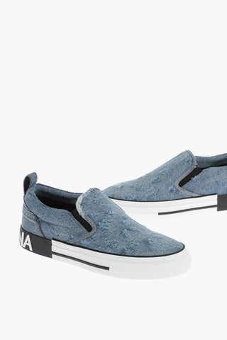 Sneakers Slip-On Denim Con Suola Logata