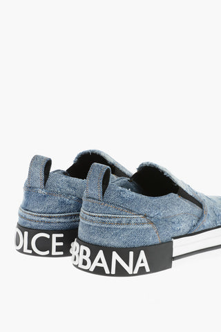 Sneakers Slip-On Denim Con Suola Logata