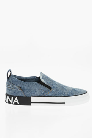 Sneakers Slip-On Denim Con Suola Logata