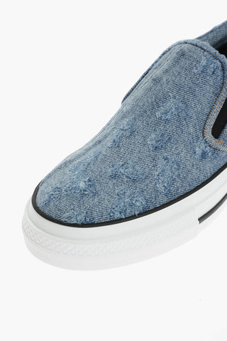 Sneakers Slip-On Denim Con Suola Logata