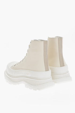 Leather High-Top Sneakers With Platform Soles