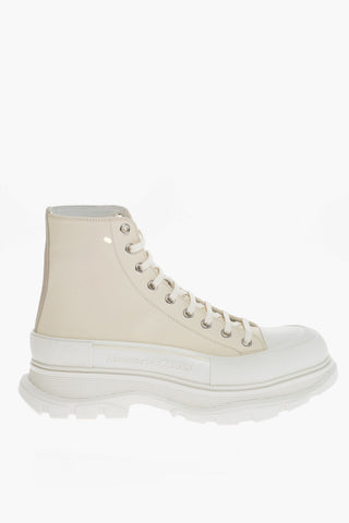Leather High-Top Sneakers With Platform Soles