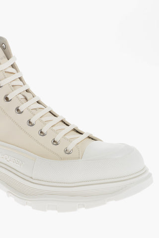 Leather High-Top Sneakers With Platform Soles