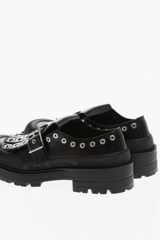 Leather Loafers With Studded Fringes