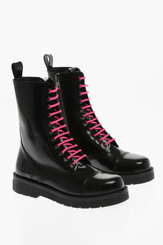 Anfibi In Pelle Spazzolata Con Borchie