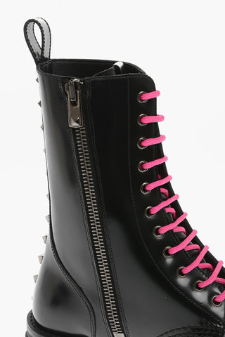 Anfibi In Pelle Spazzolata Con Borchie