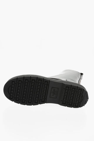 Anfibi In Pelle Spazzolata Con Borchie