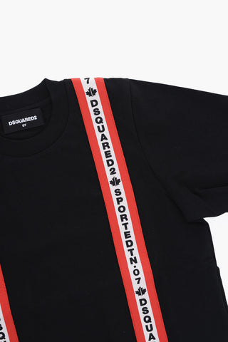 Cotton SLOUCH FIT Crew-Neck T-shirt with Contrast Side-Bands