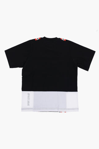 Cotton SLOUCH FIT Crew-Neck T-shirt with Contrast Side-Bands
