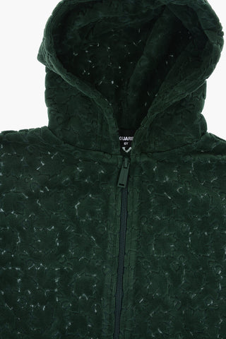 Solid-Color Cotton Velvet Sweatshirt with All-Over Embossed Logo