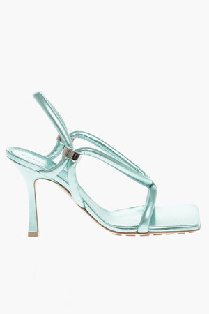 Metallic Effect Leather Sandals 9 cm