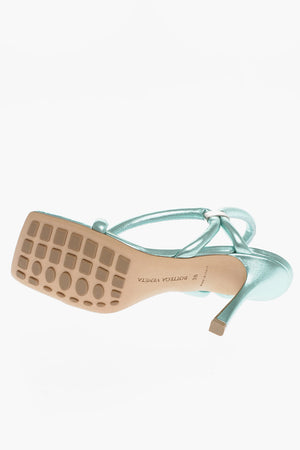 Metallic Effect Leather Sandals 9 cm