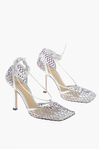 Fishnet Sandals Metallic Effect Heel 10 cm
