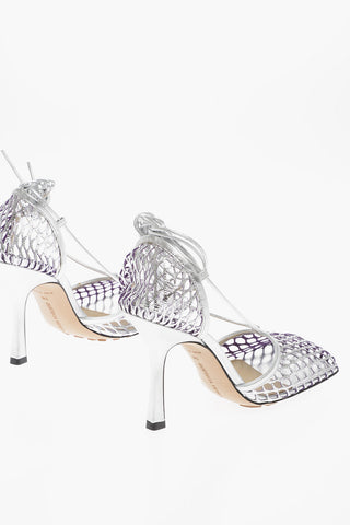 Fishnet Sandals Metallic Effect Heel 10 cm