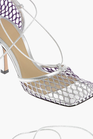 Fishnet Sandals Metallic Effect Heel 10 cm